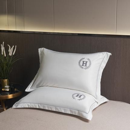 水洗真丝枕套单人枕套刺绣加密枕芯学生宿舍家用48x74一对装 夏月-莲子白（一只）