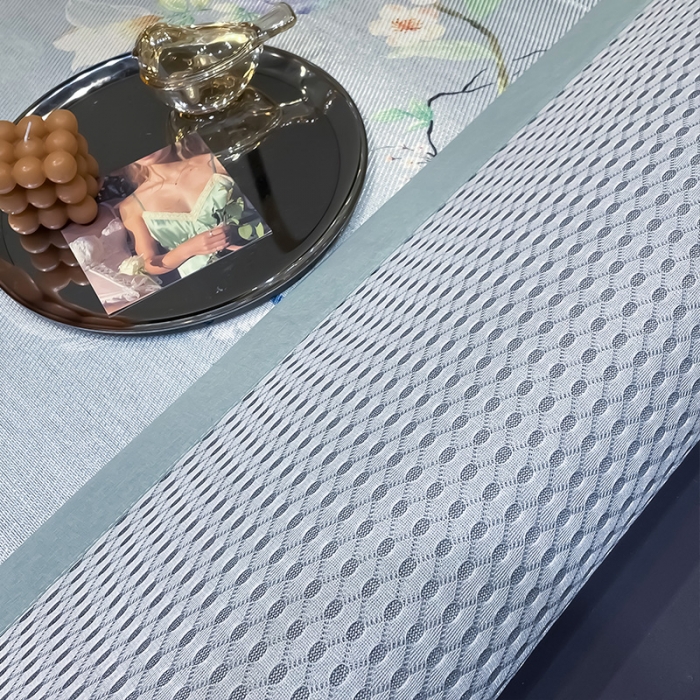 91家纺网 家纺一手货源 找家纺 安哆啦 2022新款600D加厚冰丝凉席 百合蓝