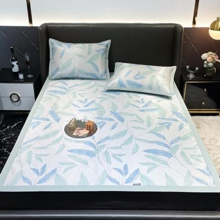 安哆啦 2022新款600D加厚冰丝凉席 北欧叶