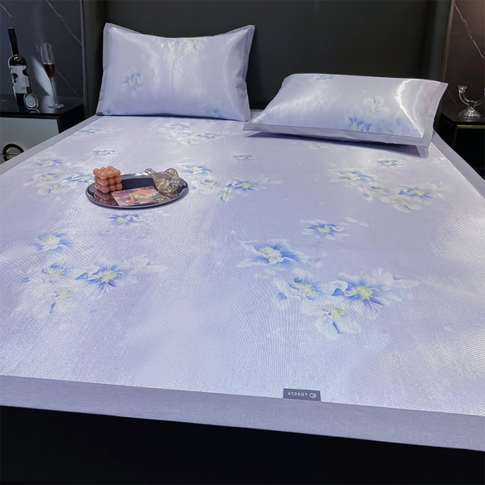 91家纺网 家纺一手货源 找家纺 安哆啦 2022新款600D加厚冰丝凉席 海棠紫