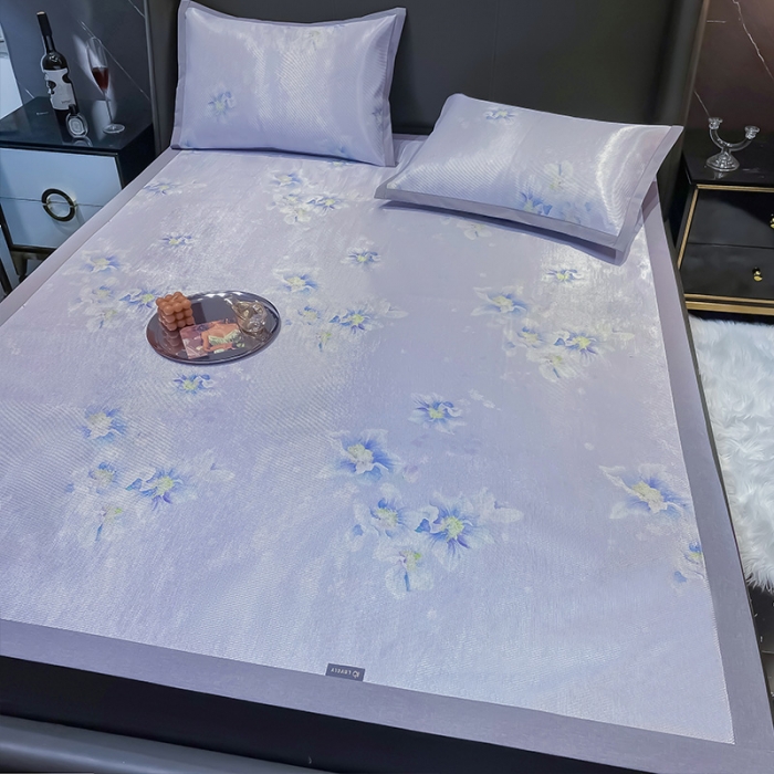 91家纺网 家纺一手货源 找家纺 安哆啦 2022新款600D加厚冰丝凉席 海棠紫