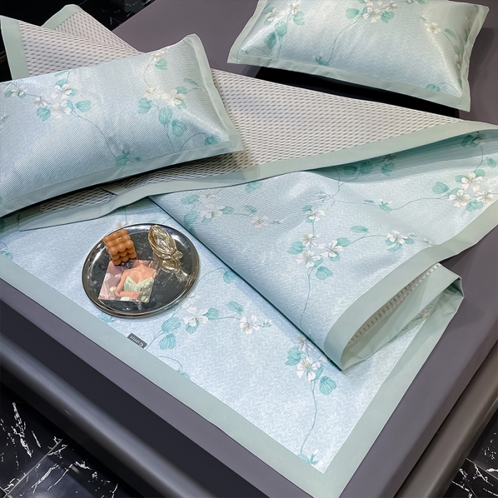 91家纺网 家纺一手货源 找家纺 安哆啦 2022新款600D加厚冰丝凉席 满天星