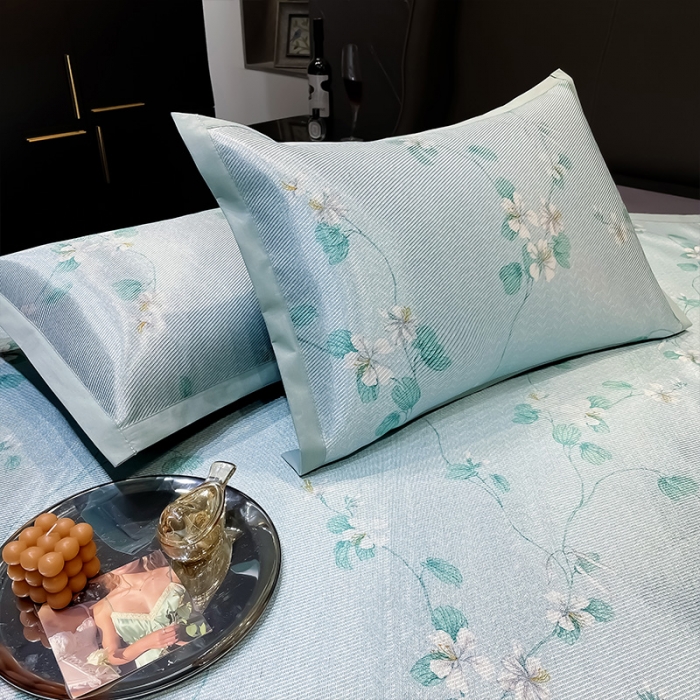 91家纺网 家纺一手货源 找家纺 安哆啦 2022新款600D加厚冰丝凉席 满天星