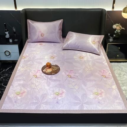 安哆啦 2022新款600D加厚冰丝凉席 芍药紫