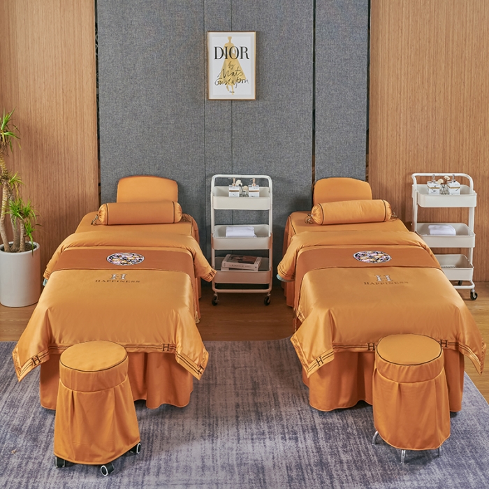 91家纺网 家纺一手货源 找家纺 不打烊家纺 2022新款欧洲尼美容床罩系列套件春意盎然-黄色