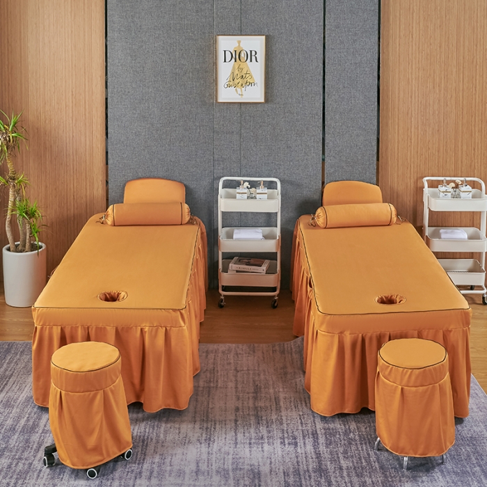 91家纺网 家纺一手货源 找家纺 不打烊家纺 2022新款欧洲尼美容床罩系列套件春意盎然-黄色