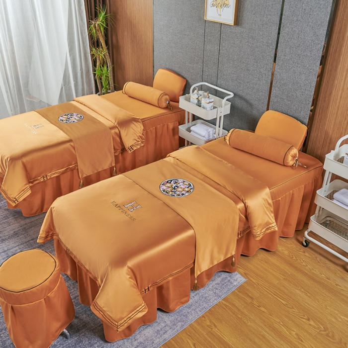 91家纺网 家纺一手货源 找家纺 不打烊家纺 2022新款欧洲尼美容床罩系列套件春意盎然-黄色