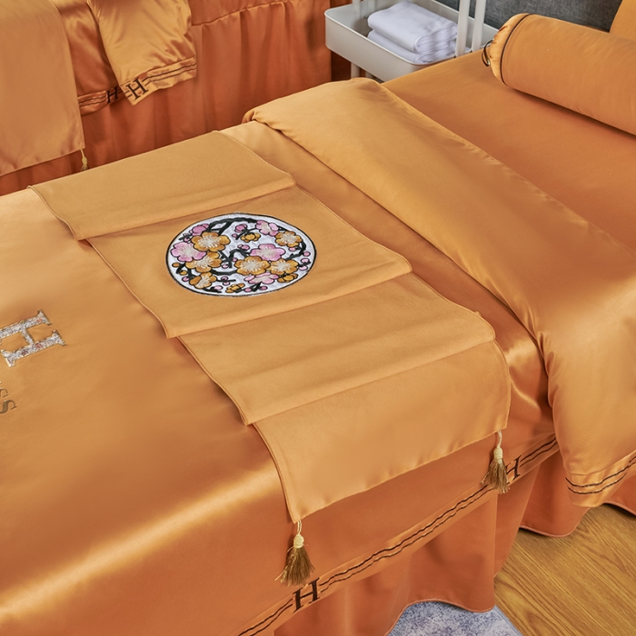 91家纺网 家纺一手货源 找家纺 不打烊家纺 2022新款欧洲尼美容床罩系列套件春意盎然-黄色