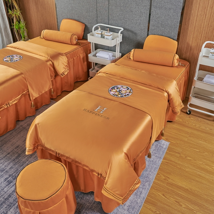 91家纺网 家纺一手货源 找家纺 不打烊家纺 2022新款欧洲尼美容床罩系列套件春意盎然-黄色