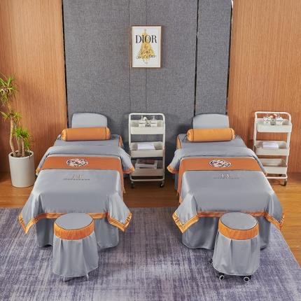 不打烊家纺 2022新款欧洲尼美容床罩系列套件春意盎然-灰色