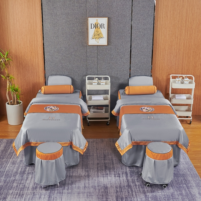 91家纺网 家纺一手货源 找家纺 不打烊家纺 2022新款欧洲尼美容床罩系列套件春意盎然-灰色