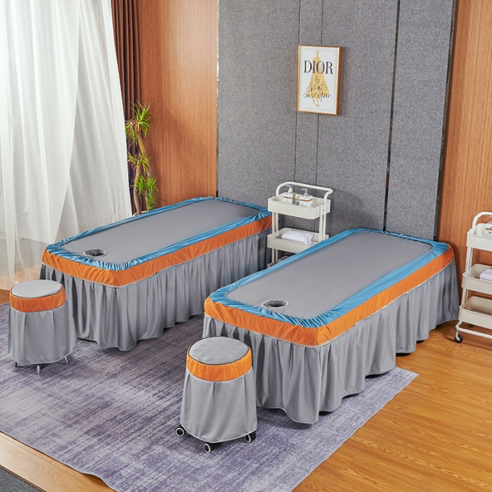 91家纺网 家纺一手货源 找家纺 不打烊家纺 2022新款欧洲尼美容床罩系列套件春意盎然-灰色