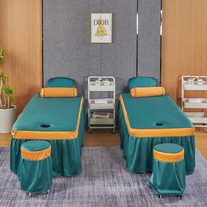 91家纺网 家纺一手货源 找家纺 不打烊家纺 2022欧洲尼美容床罩系列套件 春意盎然-孔雀蓝