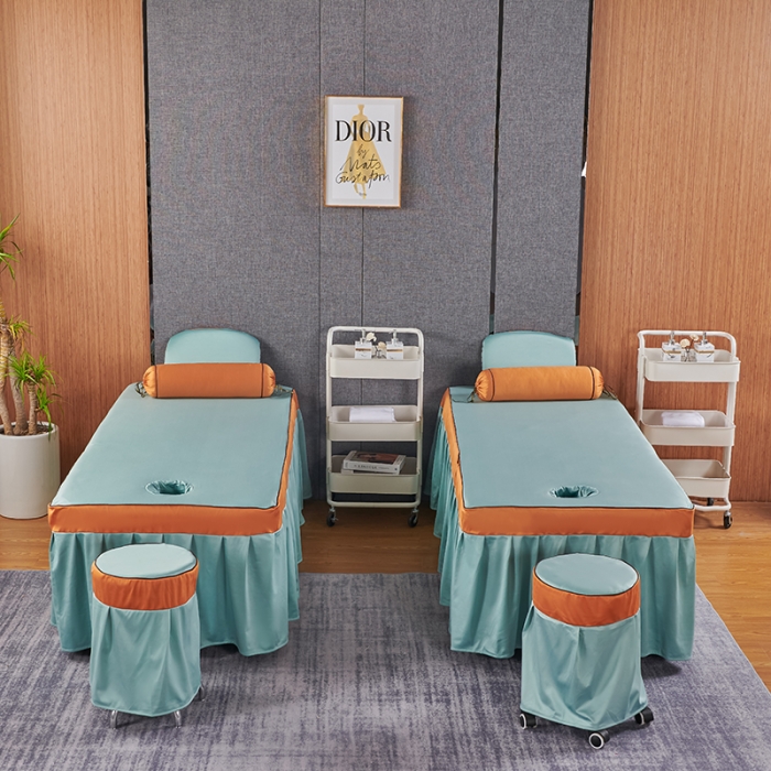 91家纺网 家纺一手货源 找家纺 不打烊家纺 2022欧洲尼美容床罩系列套件 春意盎然-浅绿色