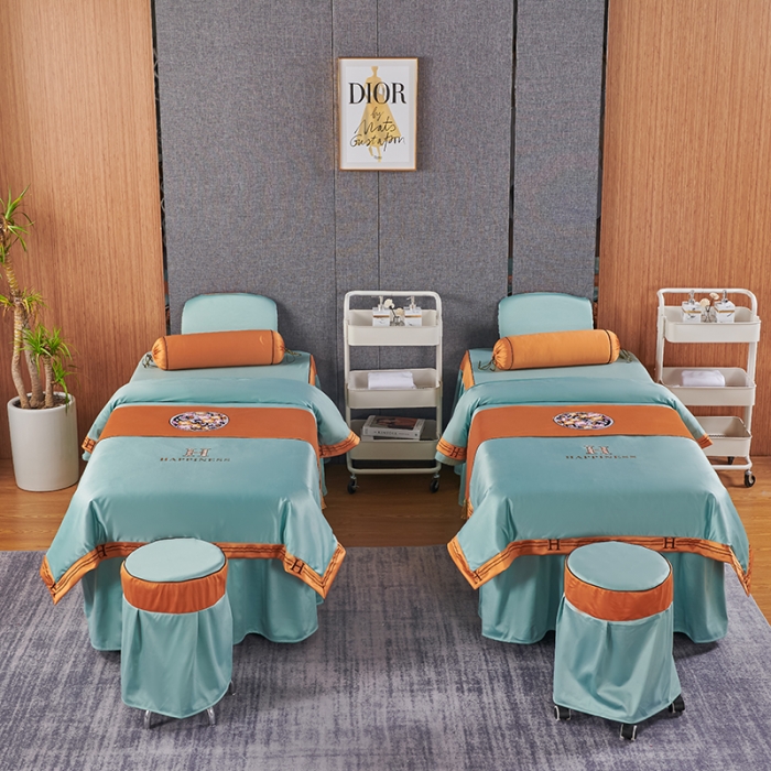 91家纺网 家纺一手货源 找家纺 不打烊家纺 2022欧洲尼美容床罩系列套件 春意盎然-浅绿色