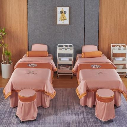 不打烊家纺 2022新款欧洲尼美容床罩系列套件春意盎然-玉色