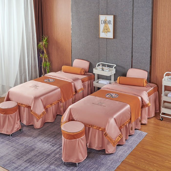 91家纺网 家纺一手货源 找家纺 不打烊家纺 2022新款欧洲尼美容床罩系列套件春意盎然-玉色