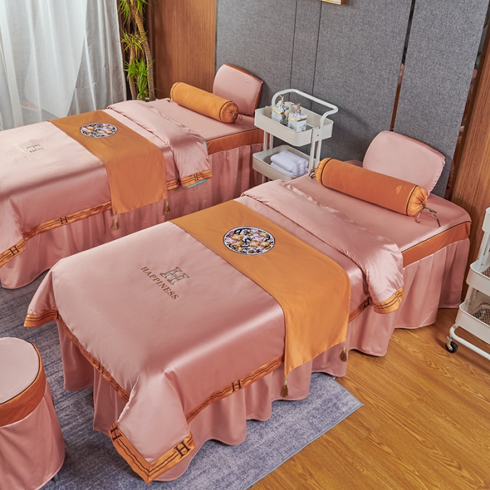 91家纺网 家纺一手货源 找家纺 不打烊家纺 2022新款欧洲尼美容床罩系列套件春意盎然-玉色