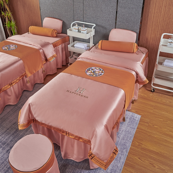 91家纺网 家纺一手货源 找家纺 不打烊家纺 2022新款欧洲尼美容床罩系列套件春意盎然-玉色