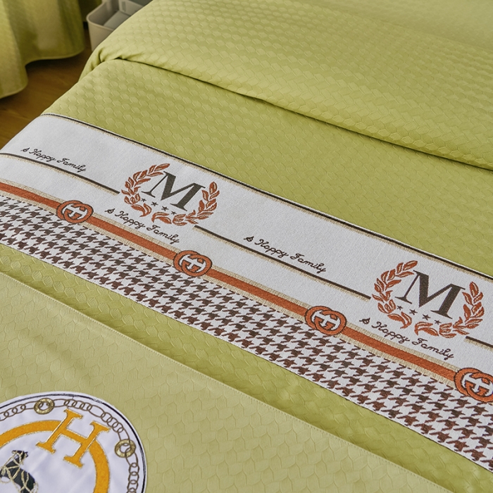 91家纺网 家纺一手货源 找家纺 不打烊家纺 2022新款焕彩尼美容床罩系列套件-如约而至 如约而至-果绿