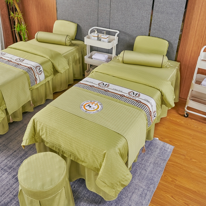 91家纺网 家纺一手货源 找家纺 不打烊家纺 2022新款焕彩尼美容床罩系列套件-如约而至 如约而至-果绿