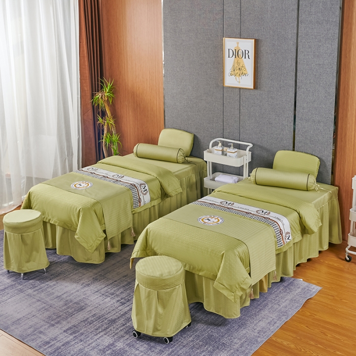 91家纺网 家纺一手货源 找家纺 不打烊家纺 2022新款焕彩尼美容床罩系列套件-如约而至 如约而至-果绿