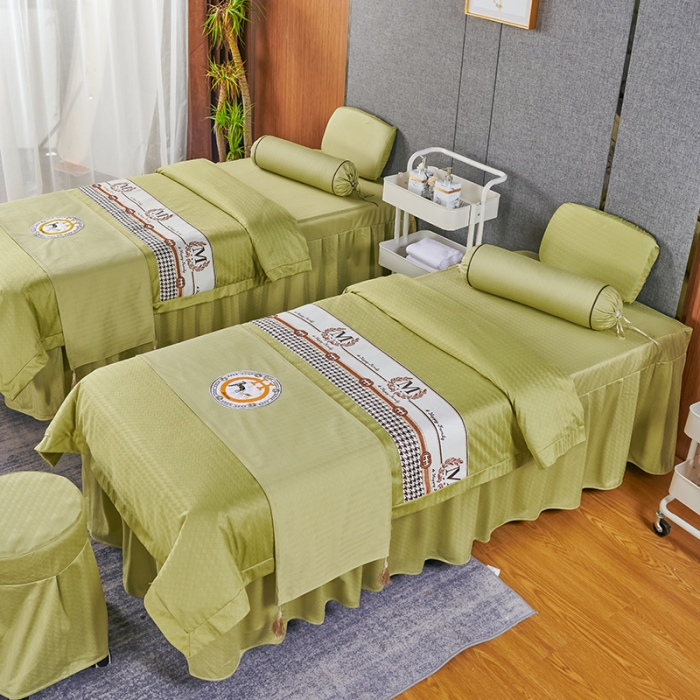 91家纺网 家纺一手货源 找家纺 不打烊家纺 2022新款焕彩尼美容床罩系列套件-如约而至 如约而至-果绿