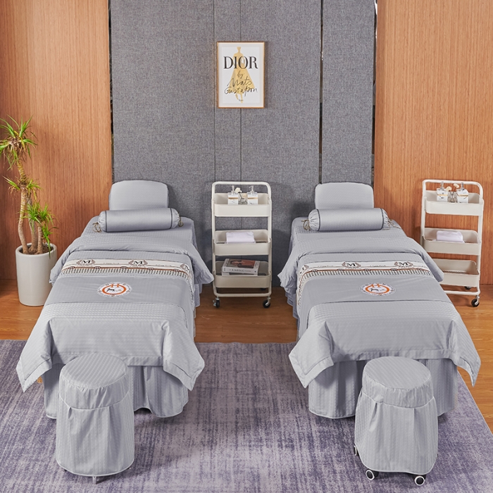 91家纺网 家纺一手货源 找家纺 不打烊家纺 2022新款焕彩尼美容床罩系列套件-如约而至 如约而至-灰色