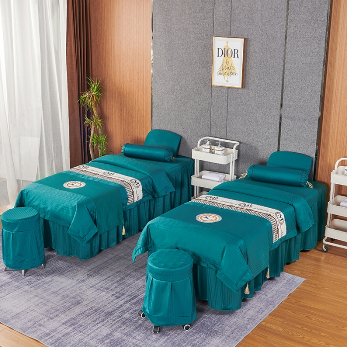 91家纺网 家纺一手货源 找家纺 不打烊家纺 2022新款焕彩尼美容床罩系列套件-如约而至 如约而至-孔雀蓝