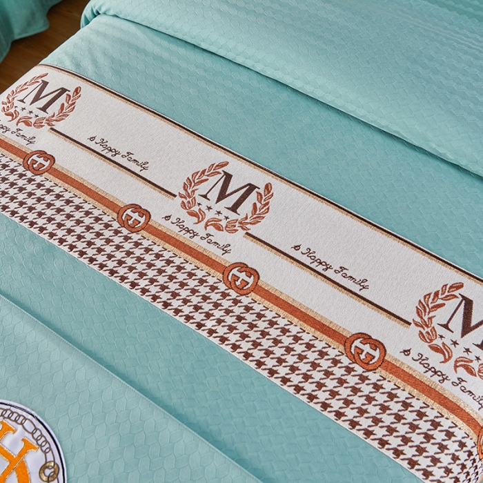 91家纺网 家纺一手货源 找家纺 不打烊家纺2022新款焕彩尼美容床罩系列套件如约而至-浅绿色