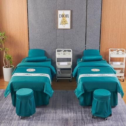 91家纺网 家纺一手货源 找家纺 不打烊家纺2022新款焕彩尼美容床罩系列套件山清水秀-孔雀蓝