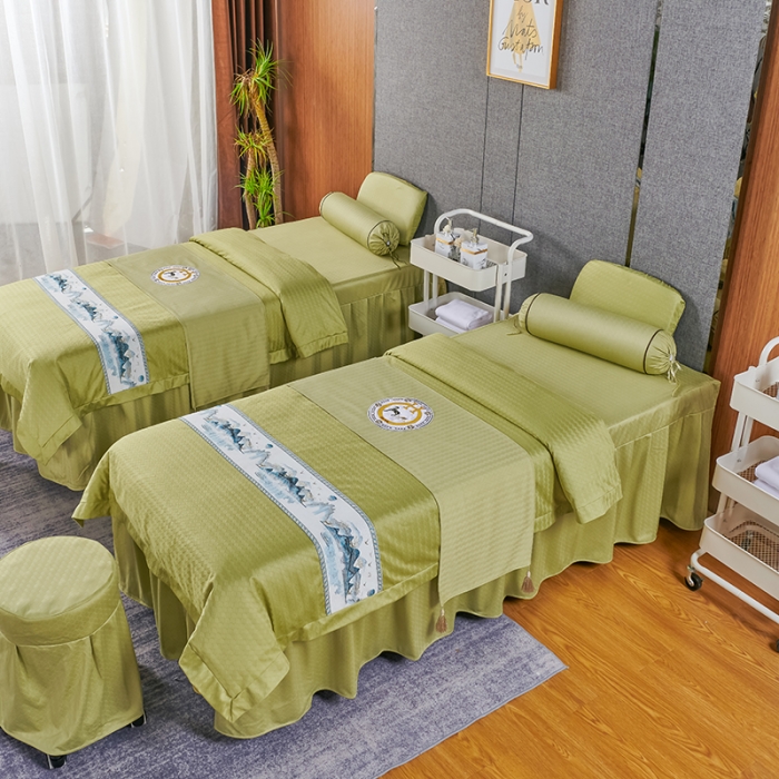 91家纺网 家纺一手货源 找家纺 不打烊家纺 2022新款焕彩尼美容床罩系列套件山清水秀-果绿