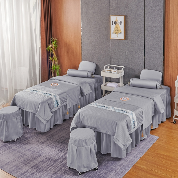 91家纺网 家纺一手货源 找家纺 不打烊家纺 2022新款焕彩尼美容床罩系列套件山清水秀-灰色