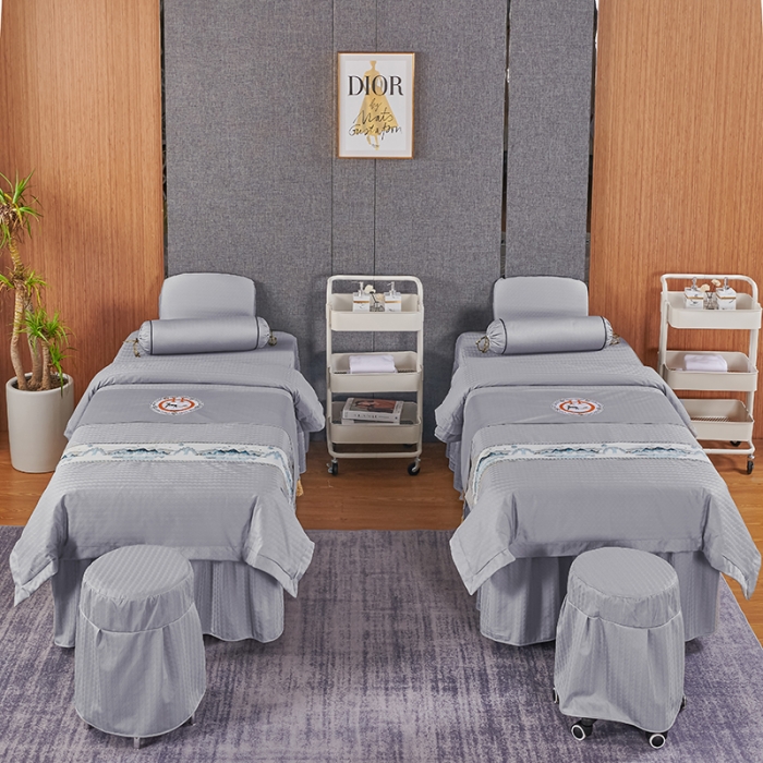 91家纺网 家纺一手货源 找家纺 不打烊家纺 2022新款焕彩尼美容床罩系列套件山清水秀-灰色