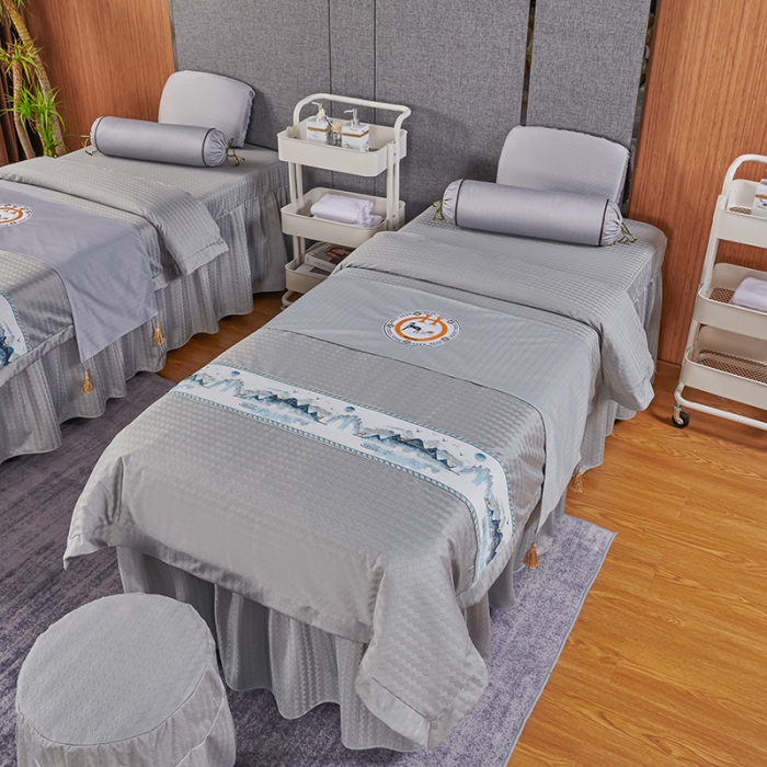 91家纺网 家纺一手货源 找家纺 不打烊家纺 2022新款焕彩尼美容床罩系列套件山清水秀-灰色