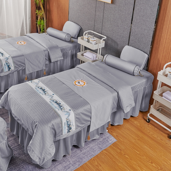 91家纺网 家纺一手货源 找家纺 不打烊家纺 2022新款焕彩尼美容床罩系列套件山清水秀-灰色