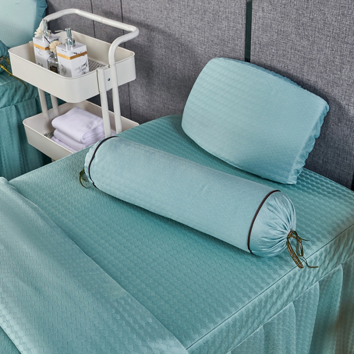 91家纺网 家纺一手货源 找家纺 不打烊家纺 2022焕彩尼美容床罩系列套件 山清水秀-浅绿色