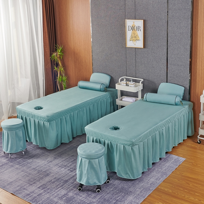 91家纺网 家纺一手货源 找家纺 不打烊家纺 2022焕彩尼美容床罩系列套件 山清水秀-浅绿色