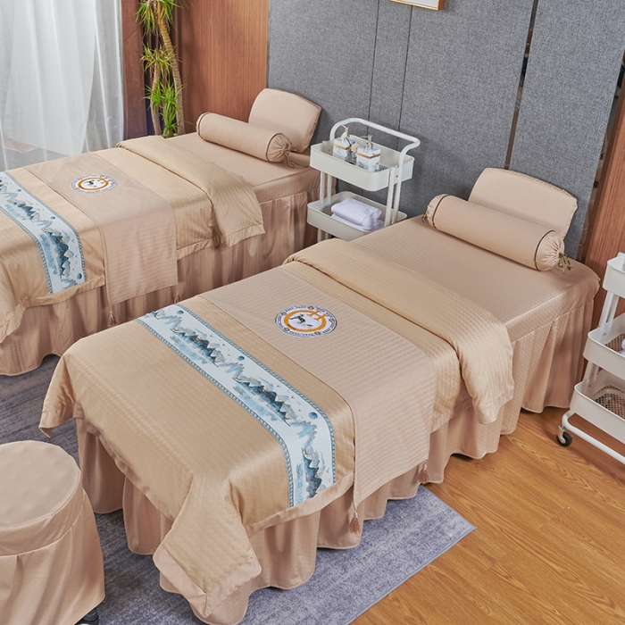 91家纺网 家纺一手货源 找家纺 不打烊家纺 2022新款焕彩尼美容床罩系列套件山清水秀-驼色