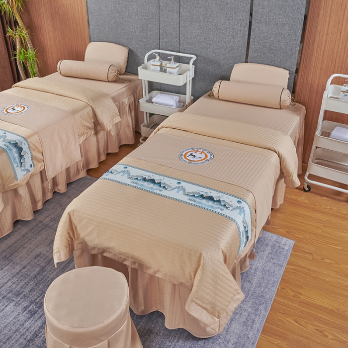 91家纺网 家纺一手货源 找家纺 不打烊家纺 2022新款焕彩尼美容床罩系列套件山清水秀-驼色