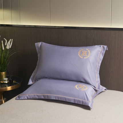 91家纺网 家纺一手货源 找家纺 水洗真丝枕套单人枕套刺绣加密枕芯学生宿舍家用48x74一对装 夏月-芝兰紫（一对）