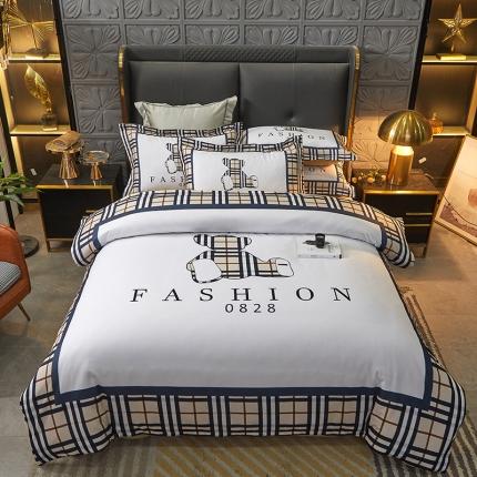 富之航 2023大版数码印花亚棉磨毛四件套 芭比熊