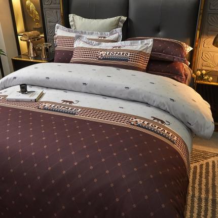 富之航 2022大版数码印花亚棉磨毛四件套 豹富