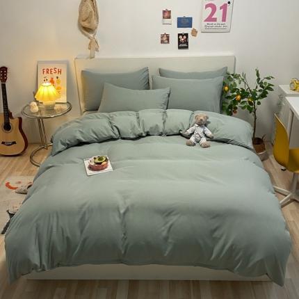 91家纺网 家纺一手货源 找家纺 (总)同田 2023新纯色拼色水洗棉四件套三件套