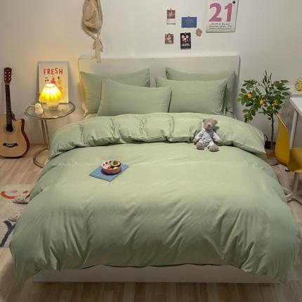 91家纺网 家纺一手货源 找家纺 (总)同田 2023新纯色拼色水洗棉四件套三件套