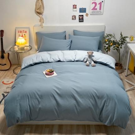 91家纺网 家纺一手货源 找家纺 (总)同田 2023新纯色拼色水洗棉四件套三件套