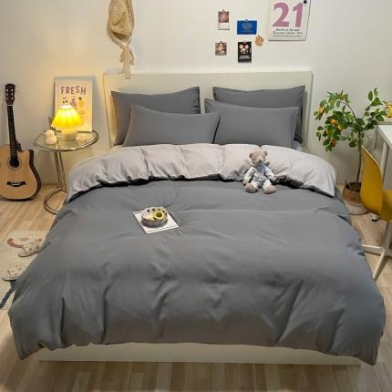 91家纺网 家纺一手货源 找家纺 (总)同田 2023新纯色拼色水洗棉四件套三件套