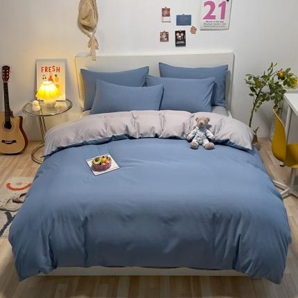 91家纺网 家纺一手货源 找家纺 (总)同田 2023新纯色拼色水洗棉四件套三件套