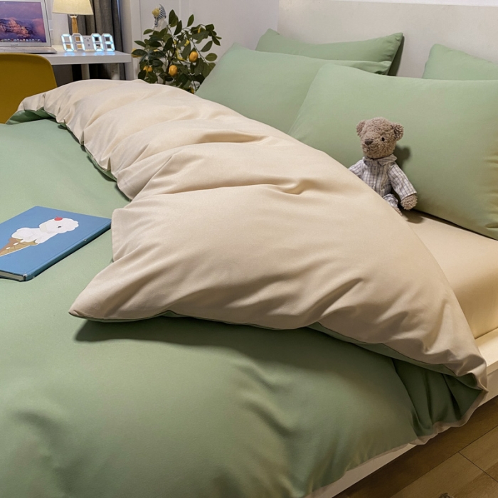 91家纺网 家纺一手货源 找家纺 (总)同田 2023新纯色拼色水洗棉四件套三件套