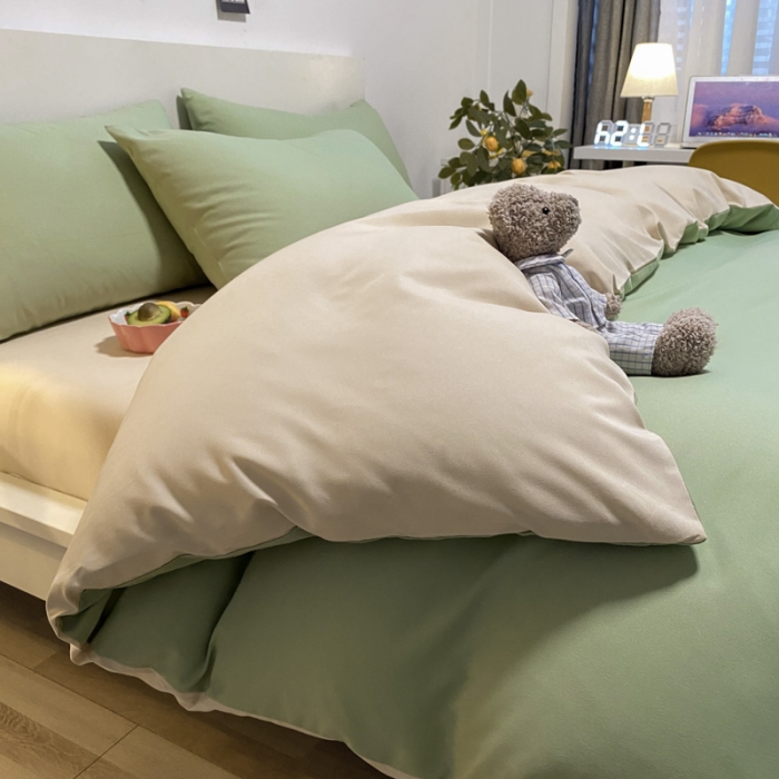 91家纺网 家纺一手货源 找家纺 (总)同田 2023新纯色拼色水洗棉四件套三件套